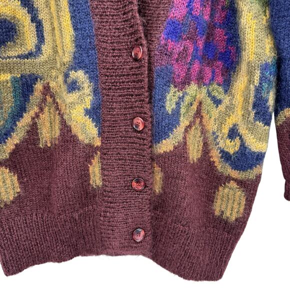 Vintage Linda Allard For Ellen Tracy Mohair Oversized Paisley Cardigan Sweater - Picture 9 of 14